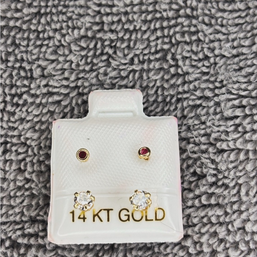 Planet Gold Red and Gold Stud Earrings